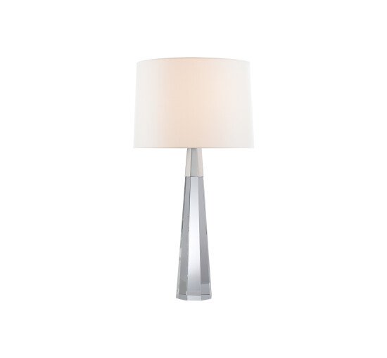 Polished Nickel - Olsen Table Lamp Crystal and Antique Brass
