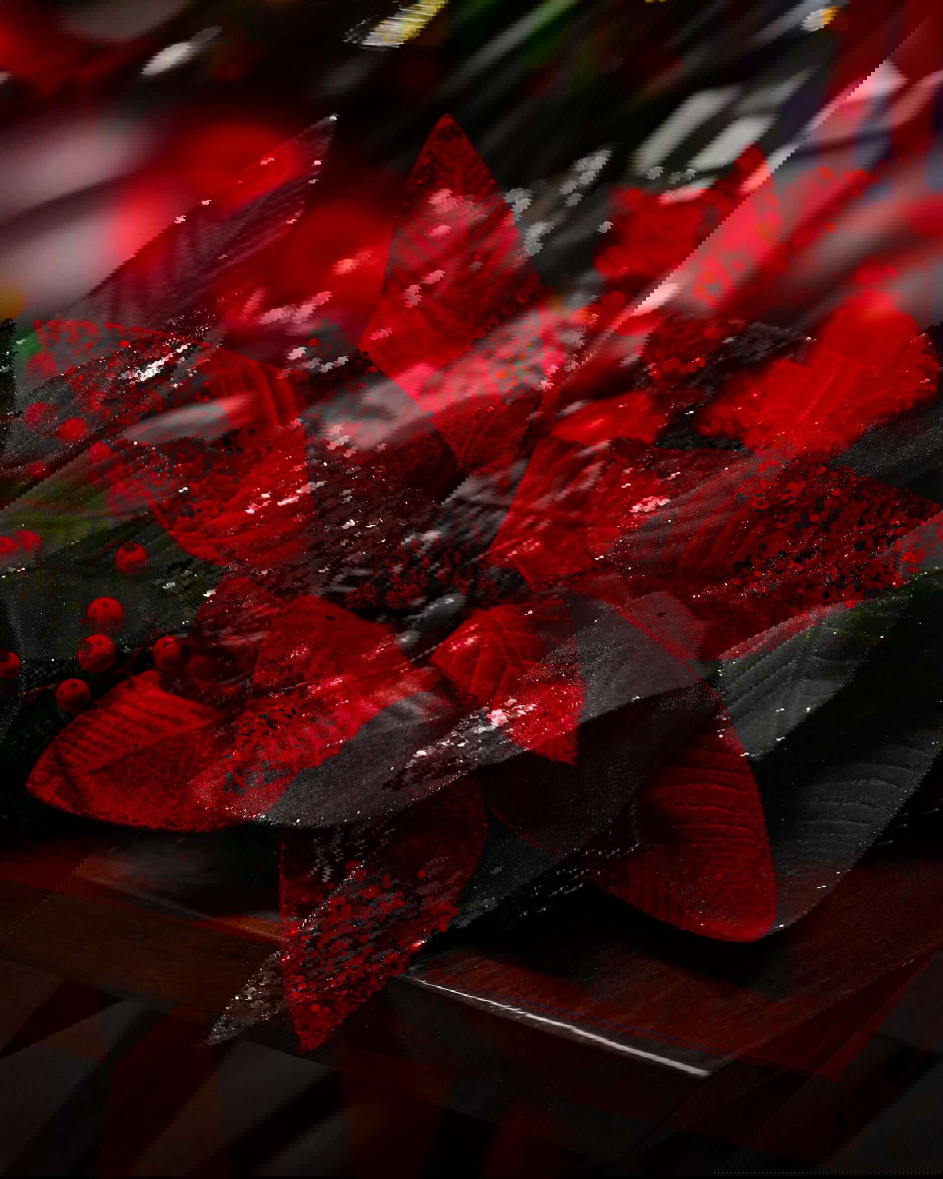 Piaf blomma juldekoration röd