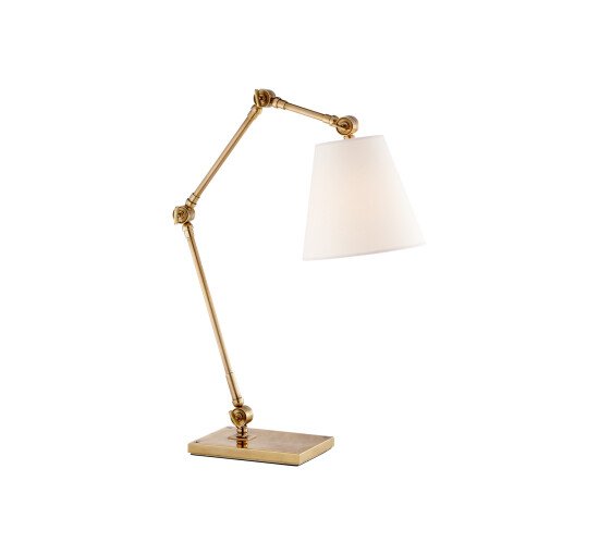 null - Graves Task Lamp Polished Nickel/Linen Shade