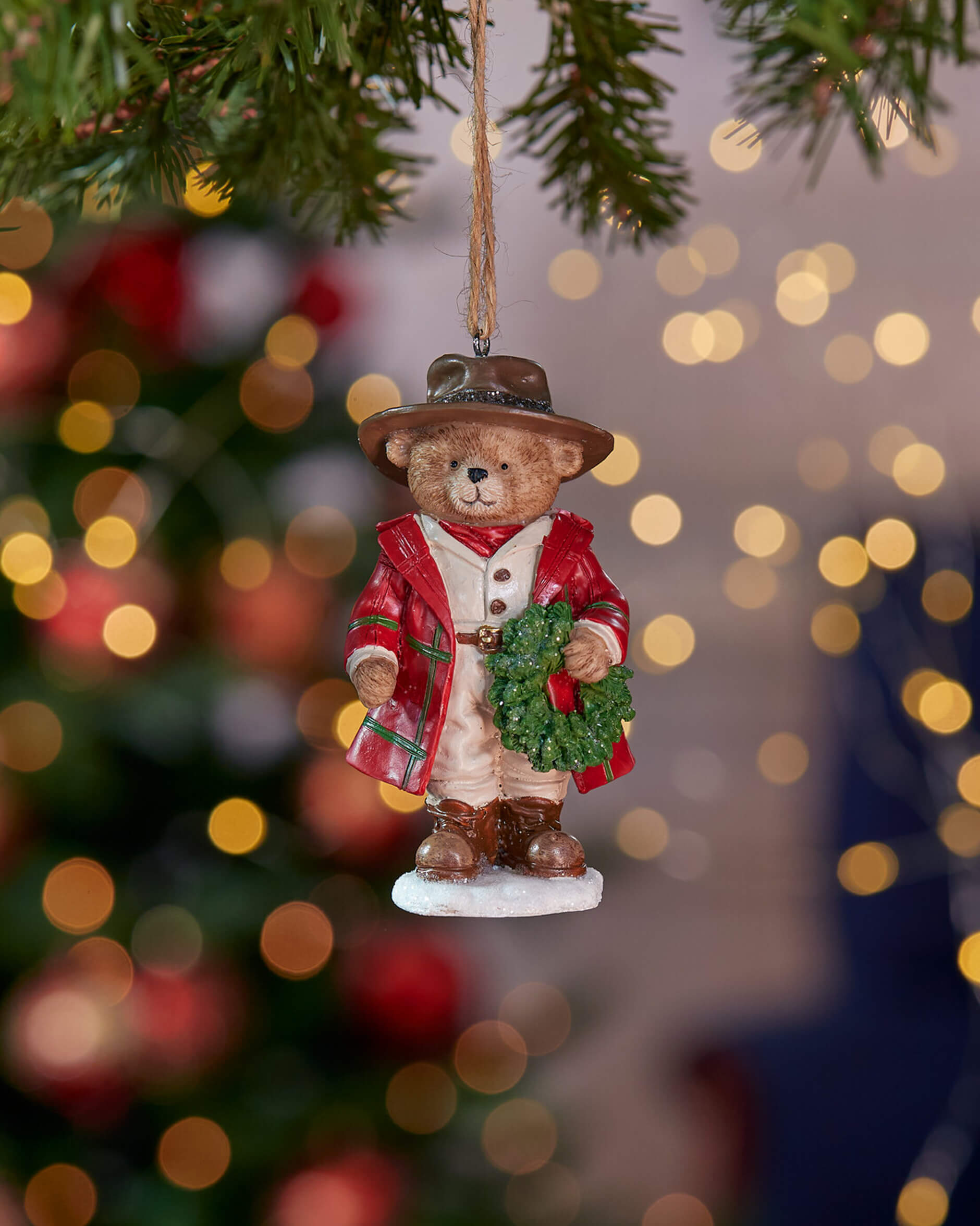 Colt björn med krans julgransdekoration