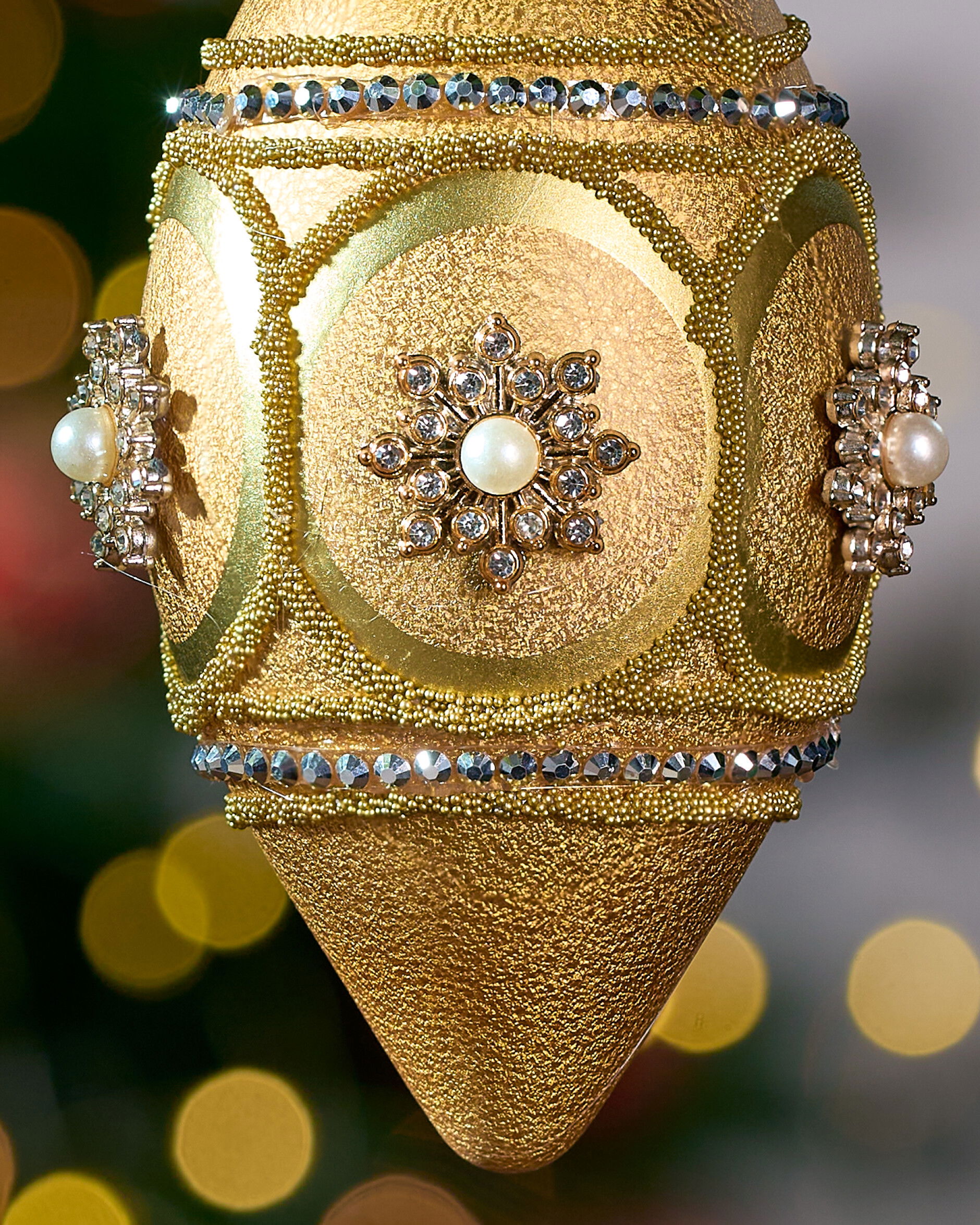 Celestine Drop Weihnachtskugel gold 8 cm