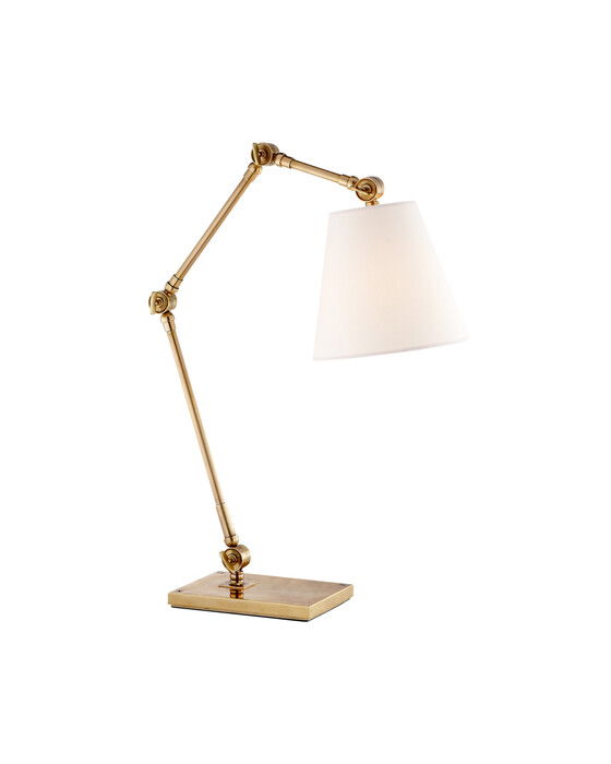 Graves skrivbordslampa antik mässing/linne