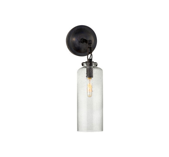 null - Katie Small Cylinder Sconce Polished Nickel/Clear Glass