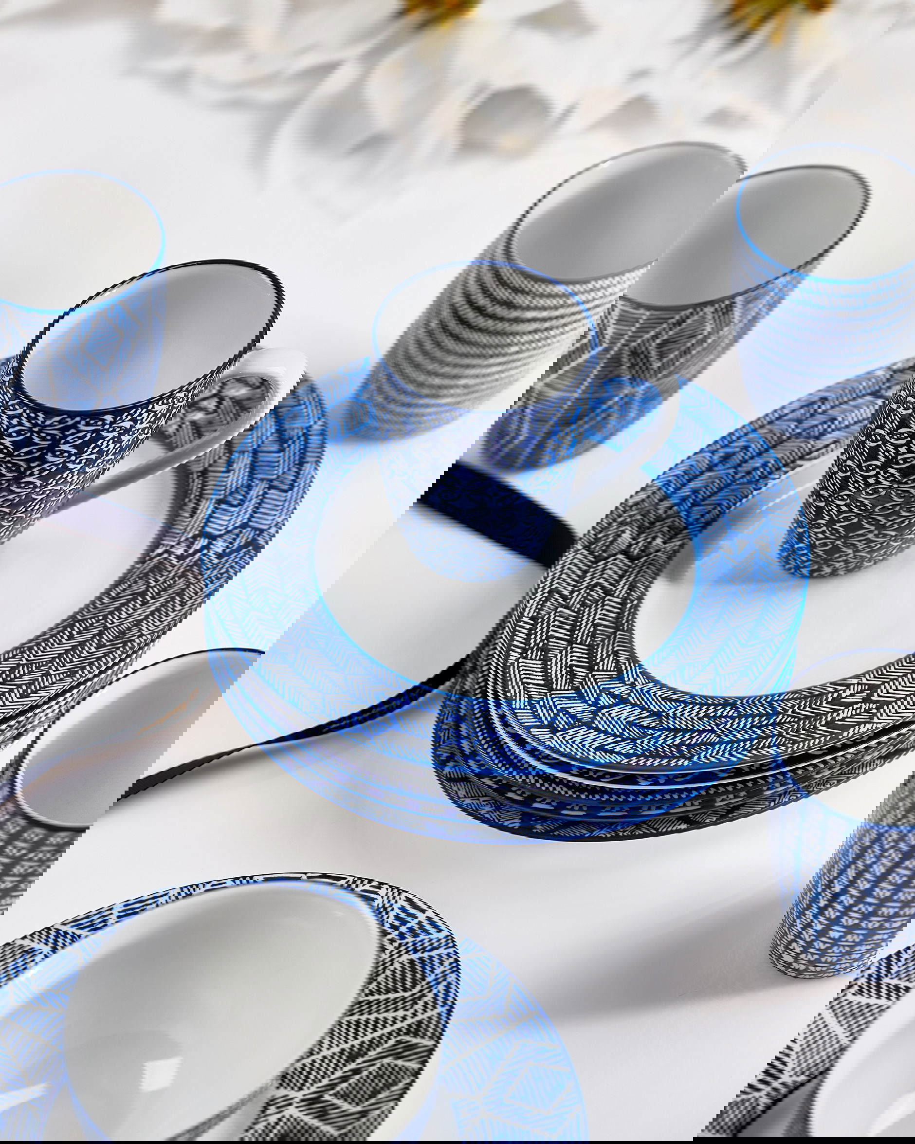 Capri Azzurra assietter blå/vit 6-pack