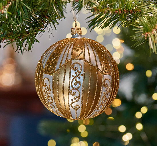 Lux Pasquale Weihnachtskugel weiß/gold