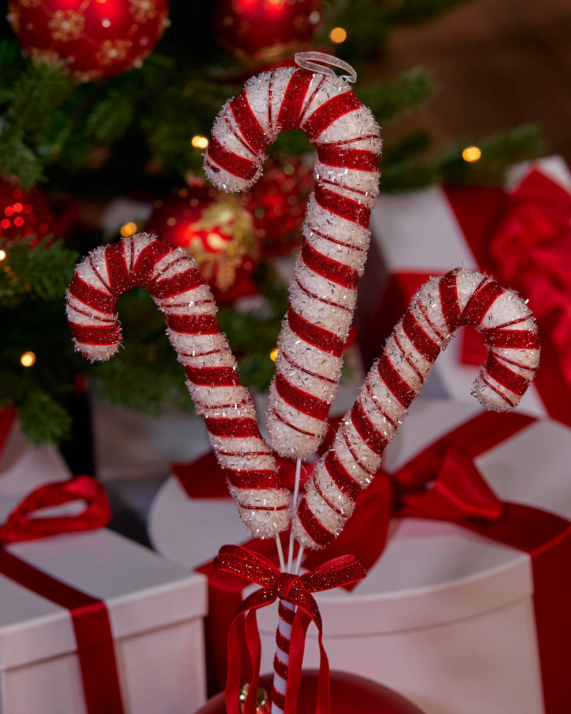 Wilma Polkagriskäpp Trio juldekoration vit/röd