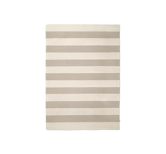 Beige - Stripe Boucle tæppe Ivory