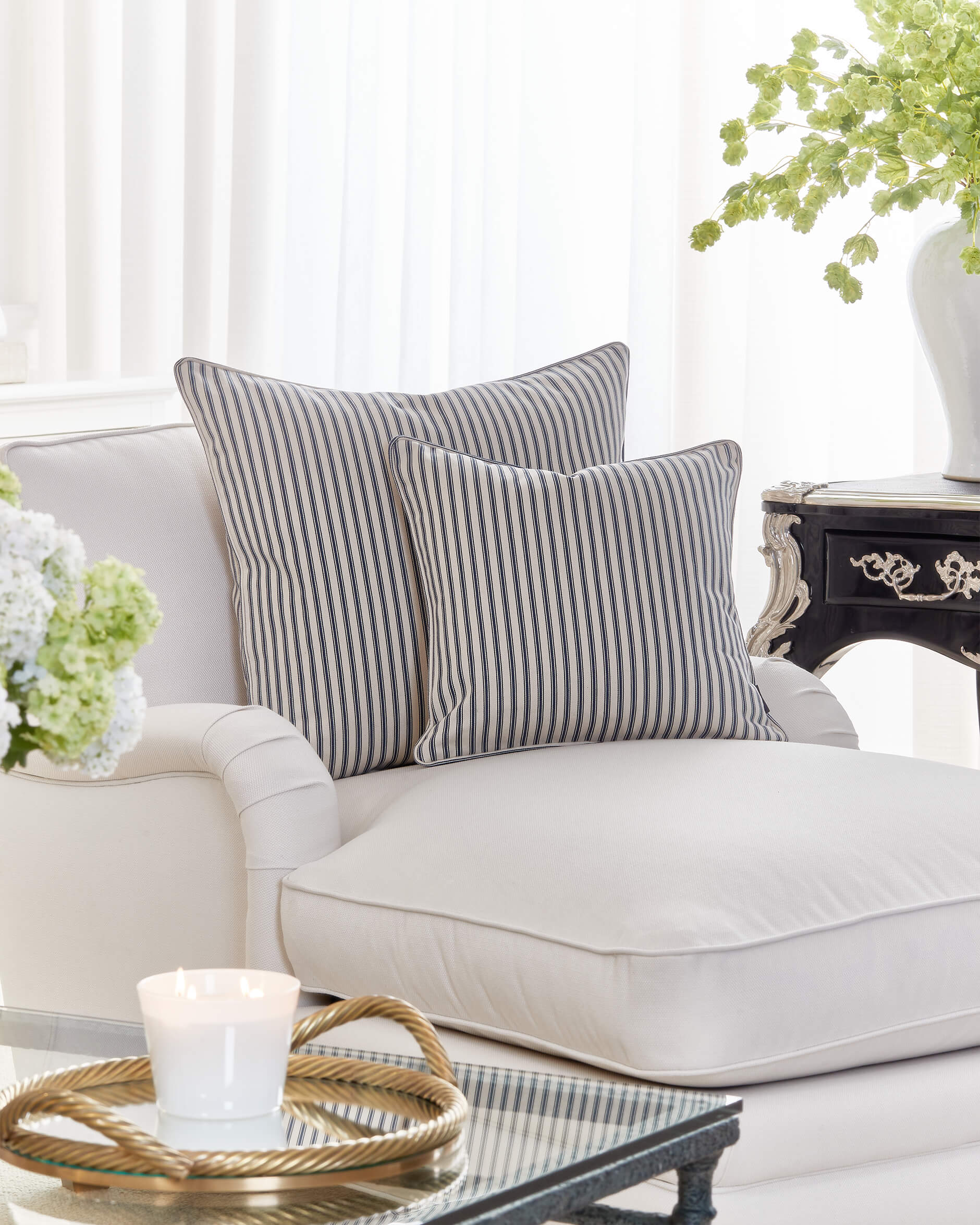 Ethel kuddfodral blå/vit