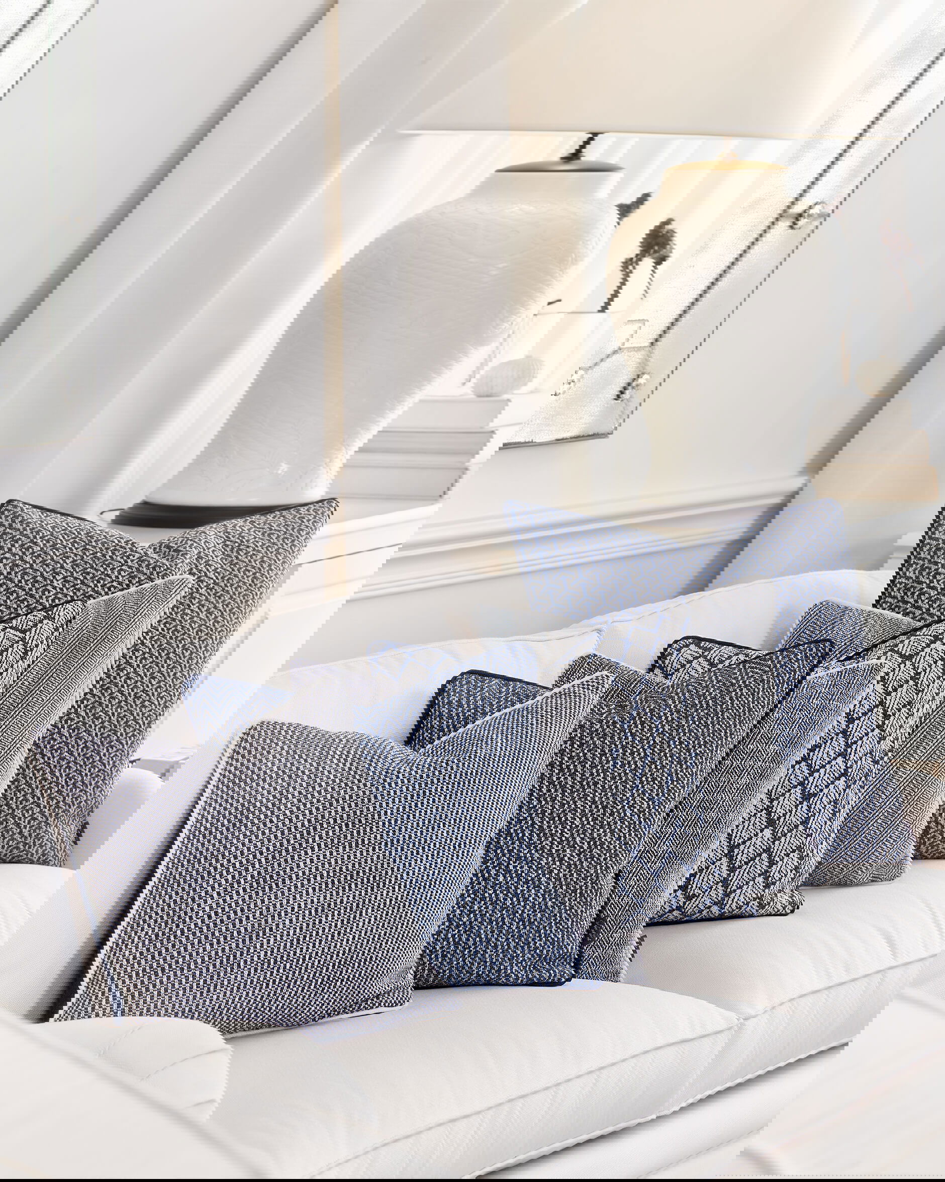 Edna kuddfodral blå/vit