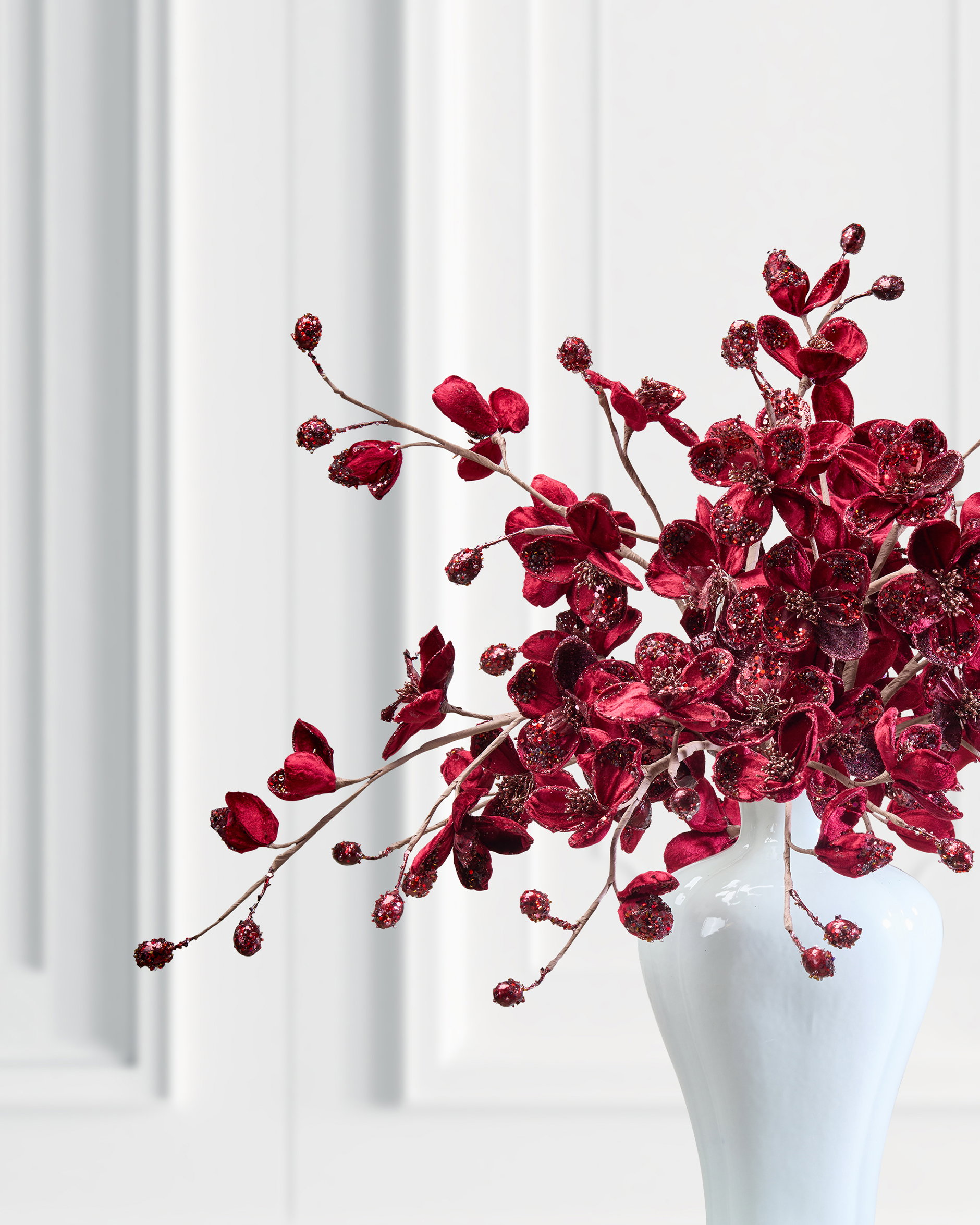 Magnolia Blossom dekorationskvist vinröd