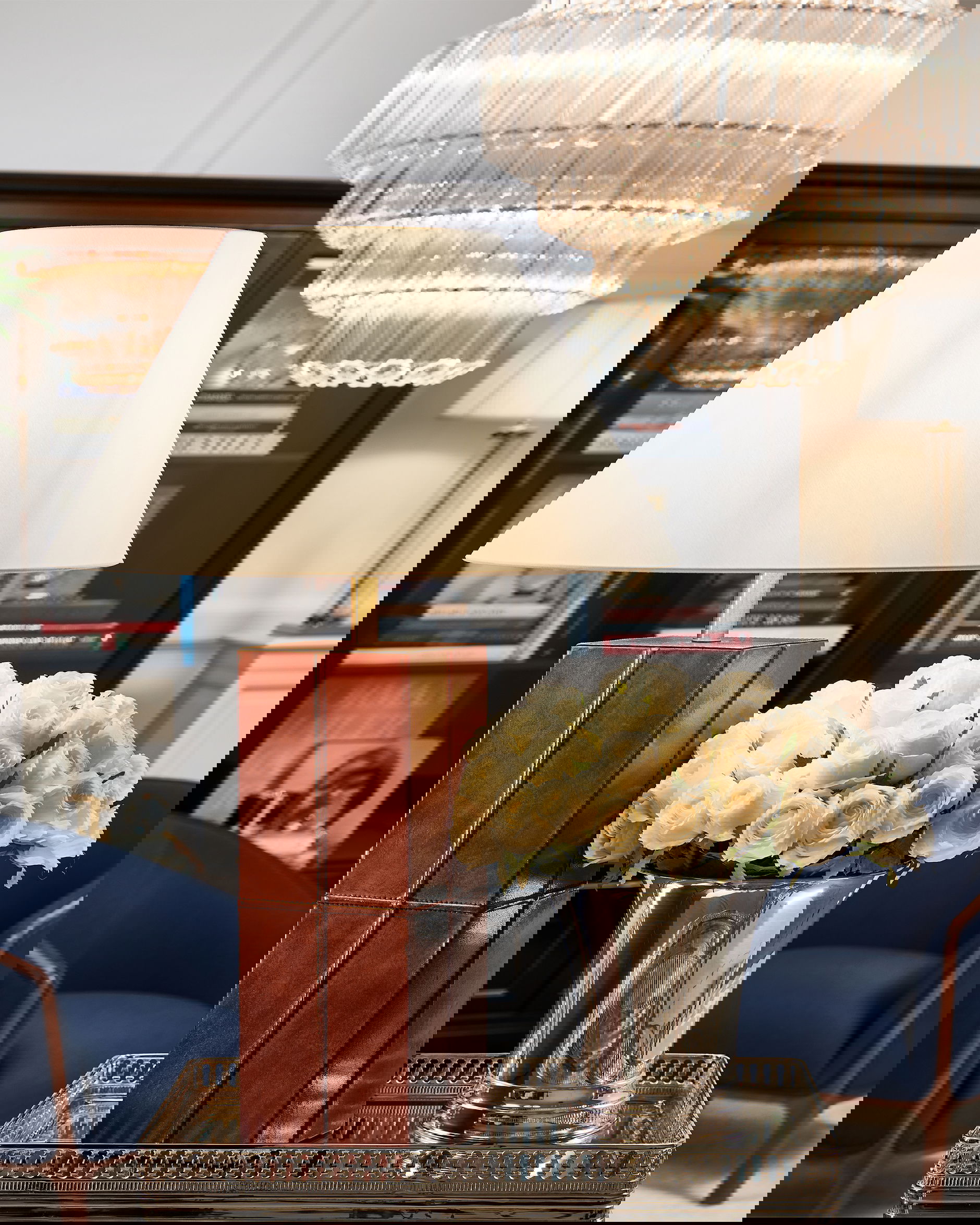 Kensington bordslampa läder kvadrat