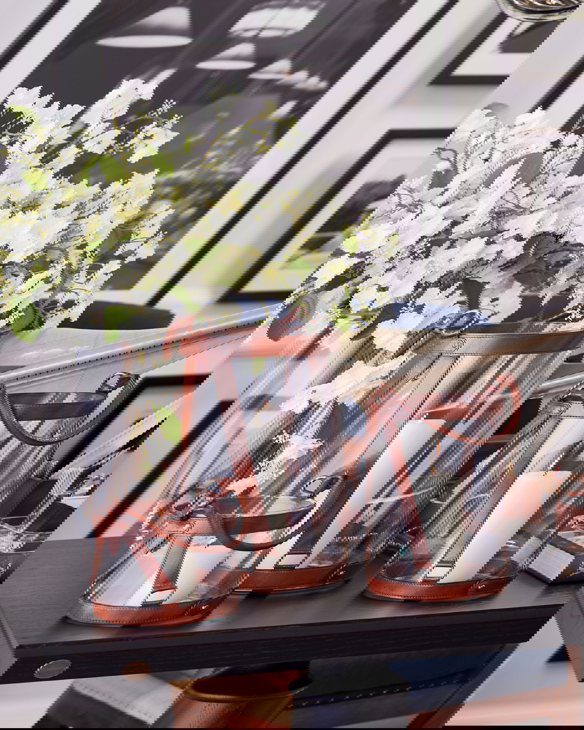 Kensington Glass Lantern Leather