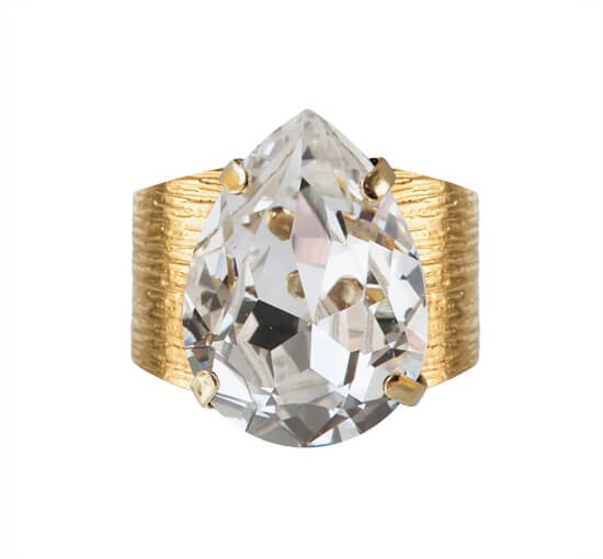 Guld - Classic Drop ring crystal rhodium