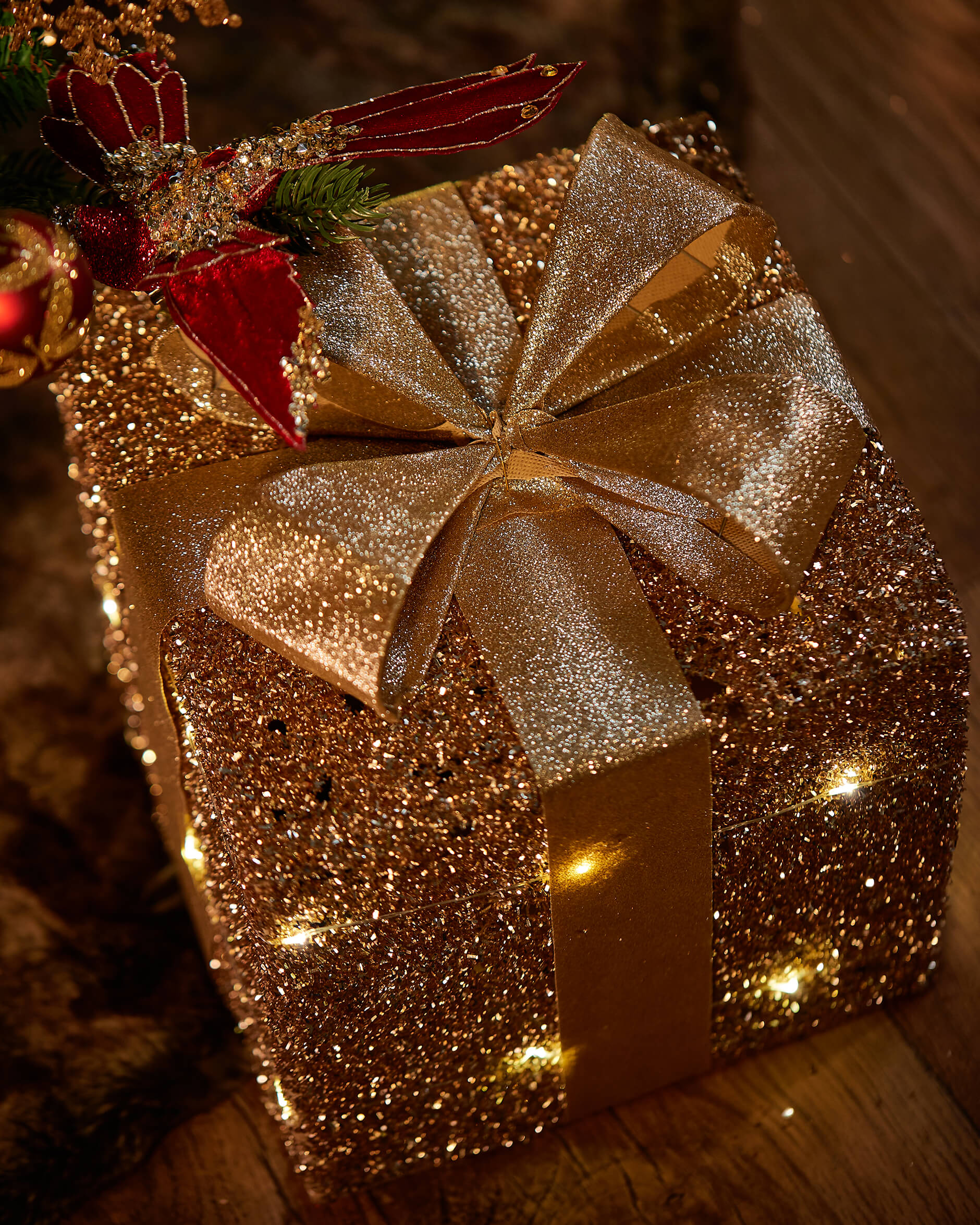 Trevor Paket LED Weihnachtsdekoration Champagner