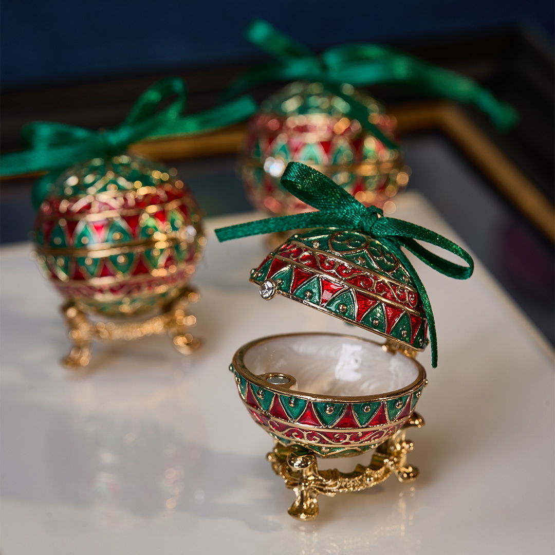 Leonard fabergéägg julgransdekoration grön/röd