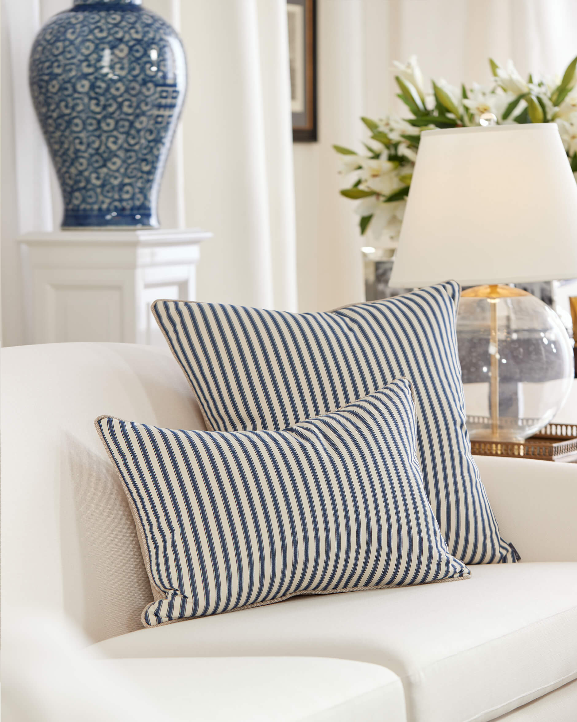 Phebe Ticking kuddfodral navy