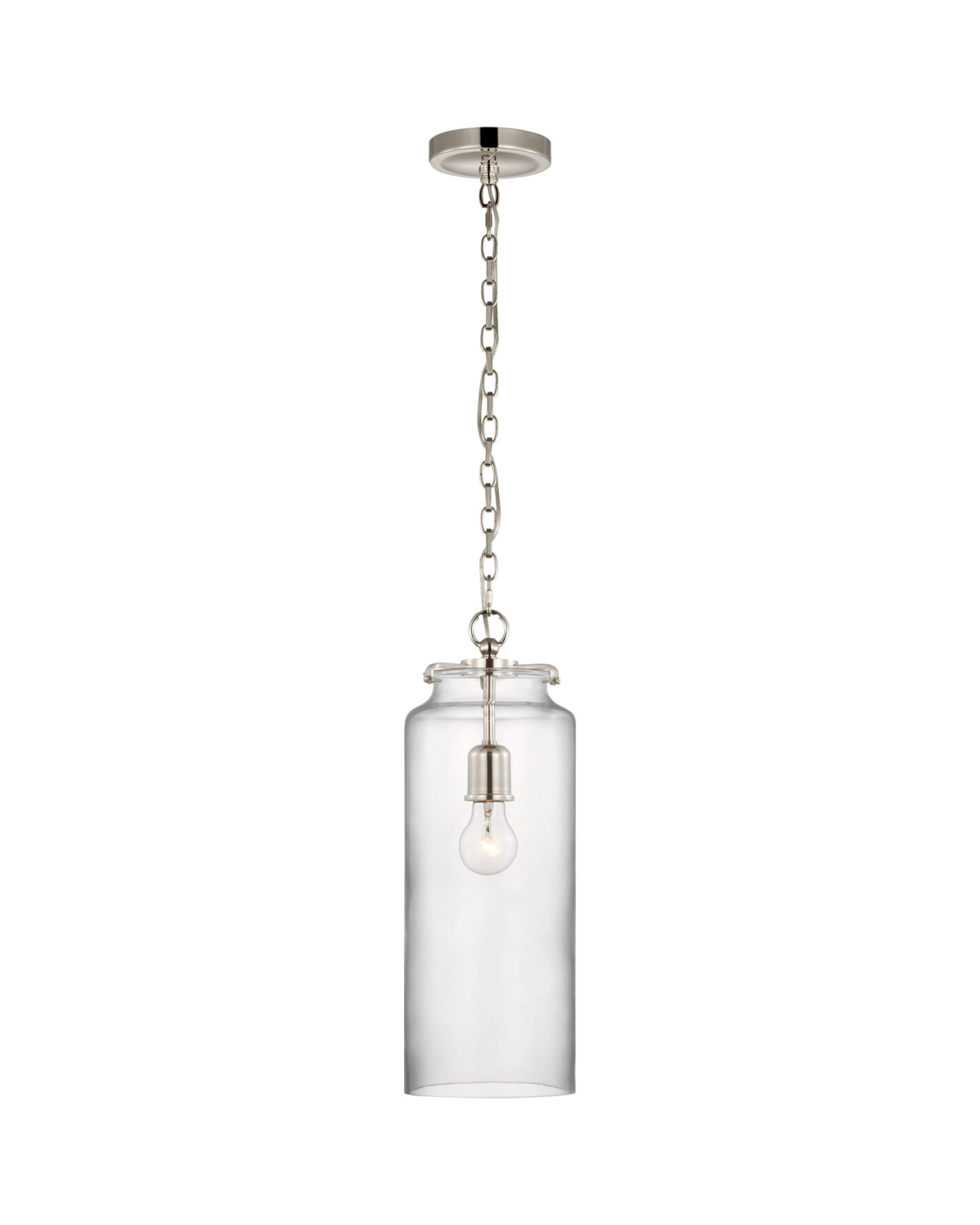 Katie Cylinder Pendant Polished Nickel/Clear Glass L