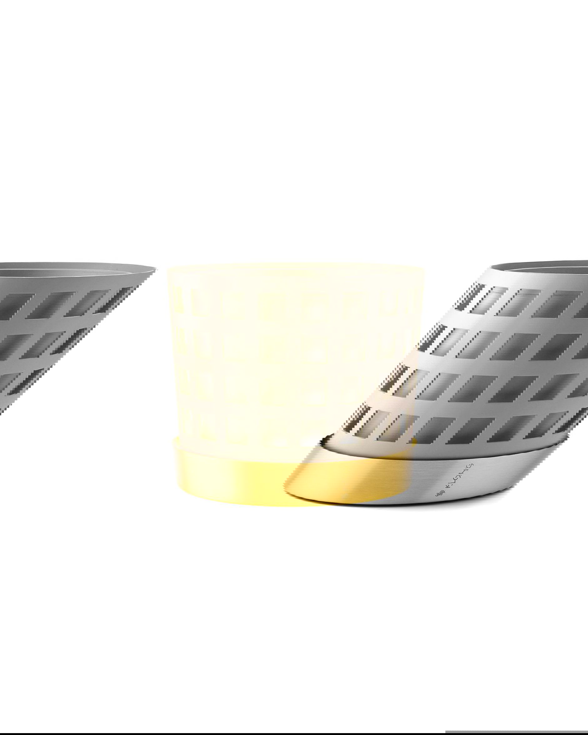 Trio flower pot checkered beige