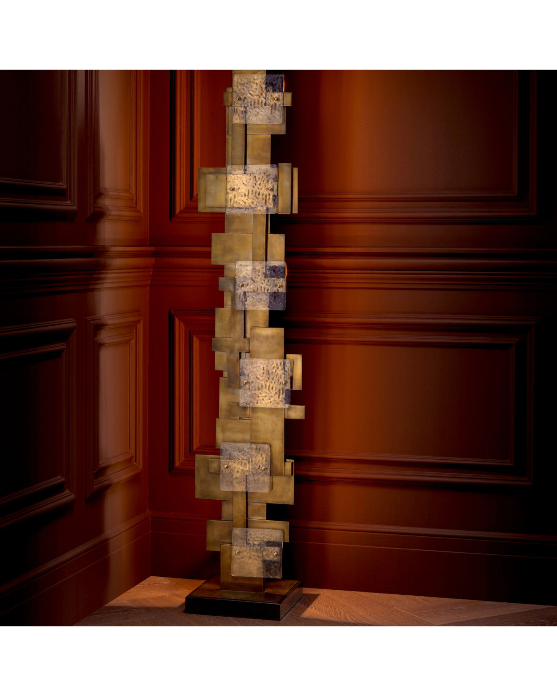 Langham golvlampa antik mässing