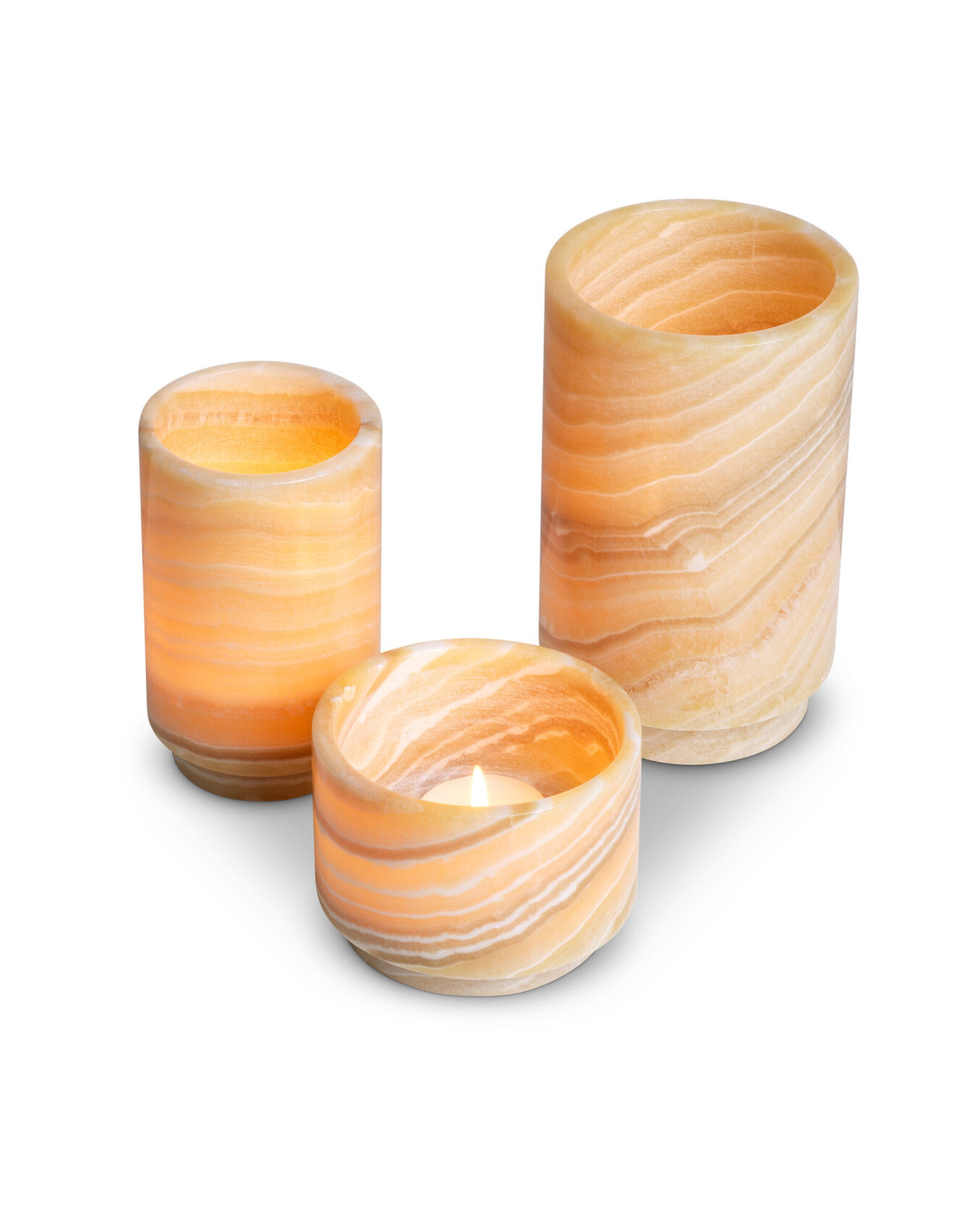 Leonidas yellow tealight holders set of 3