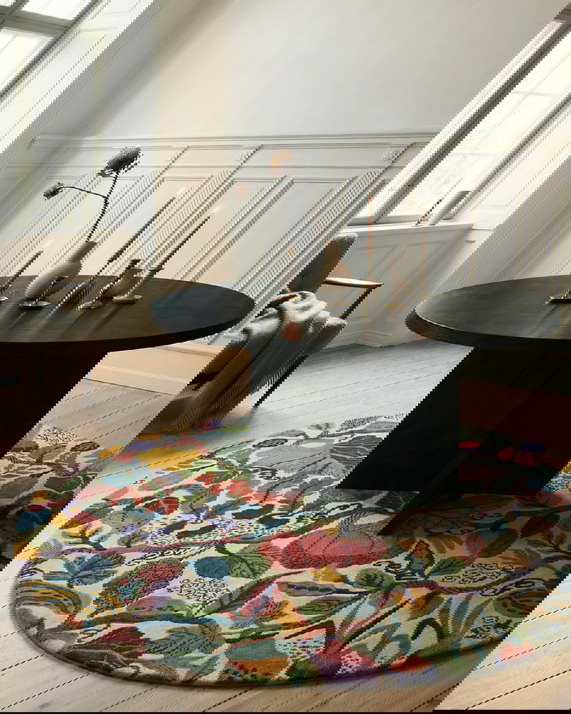 Heritage Garden round rug cream