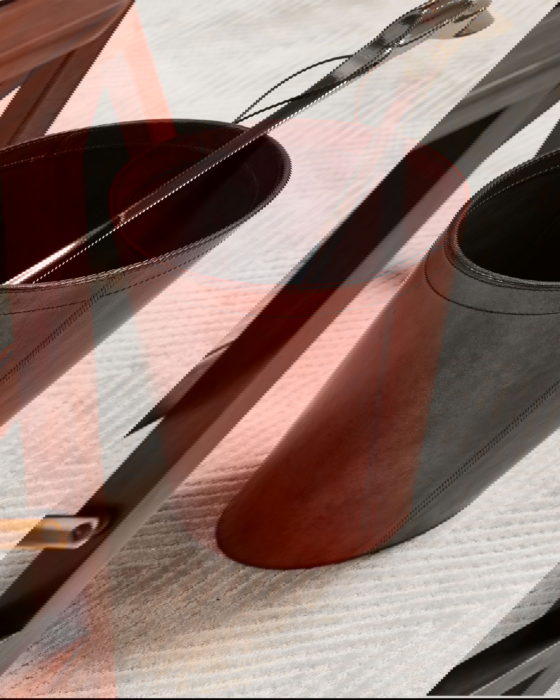 Kensington papperskorg läder rund