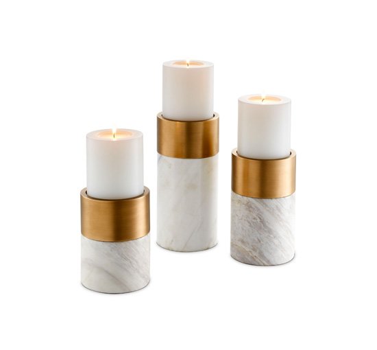 White/brass - Sierra candle holder grey/brass