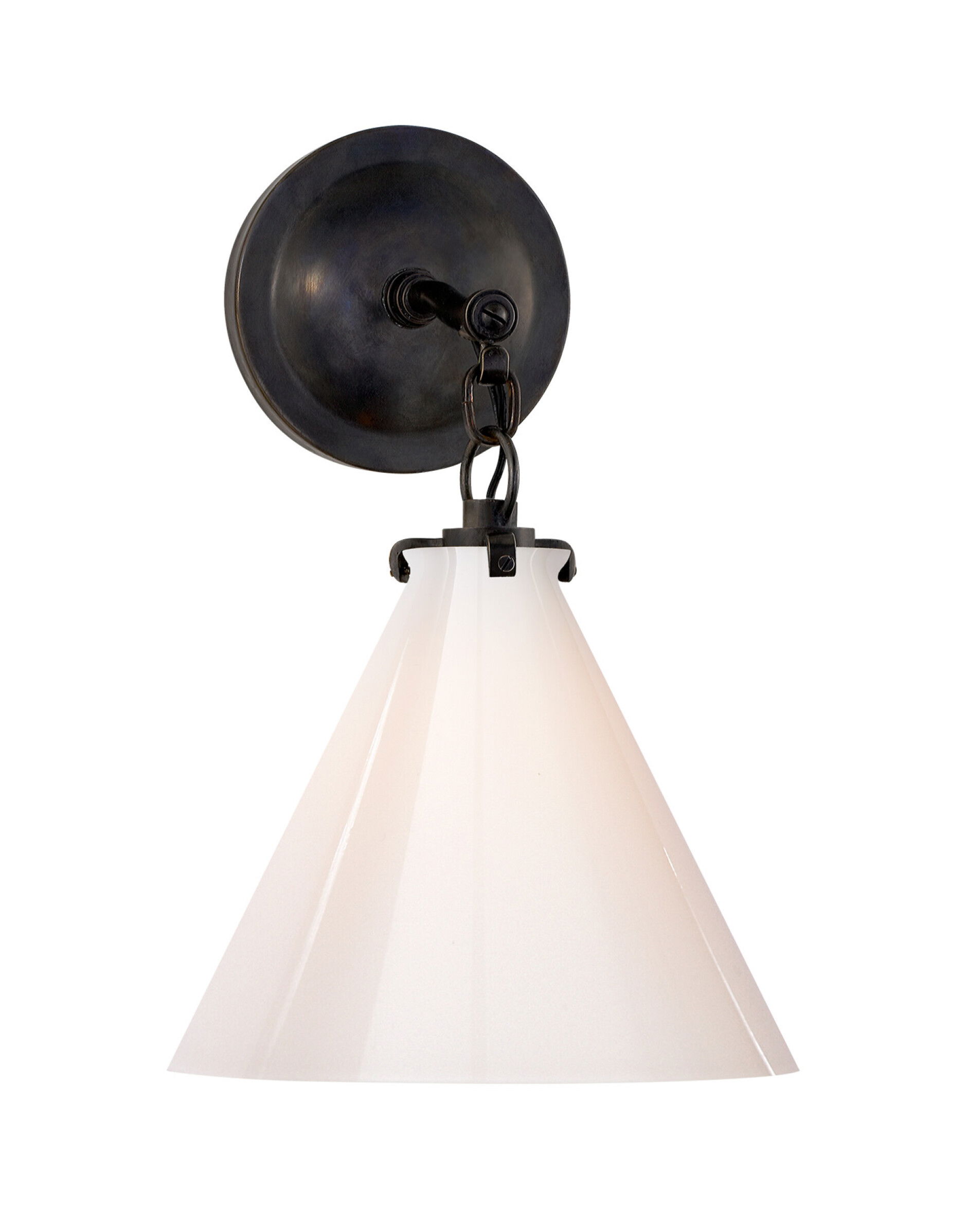 Katie Conical vägglampa brons/vitt glas S