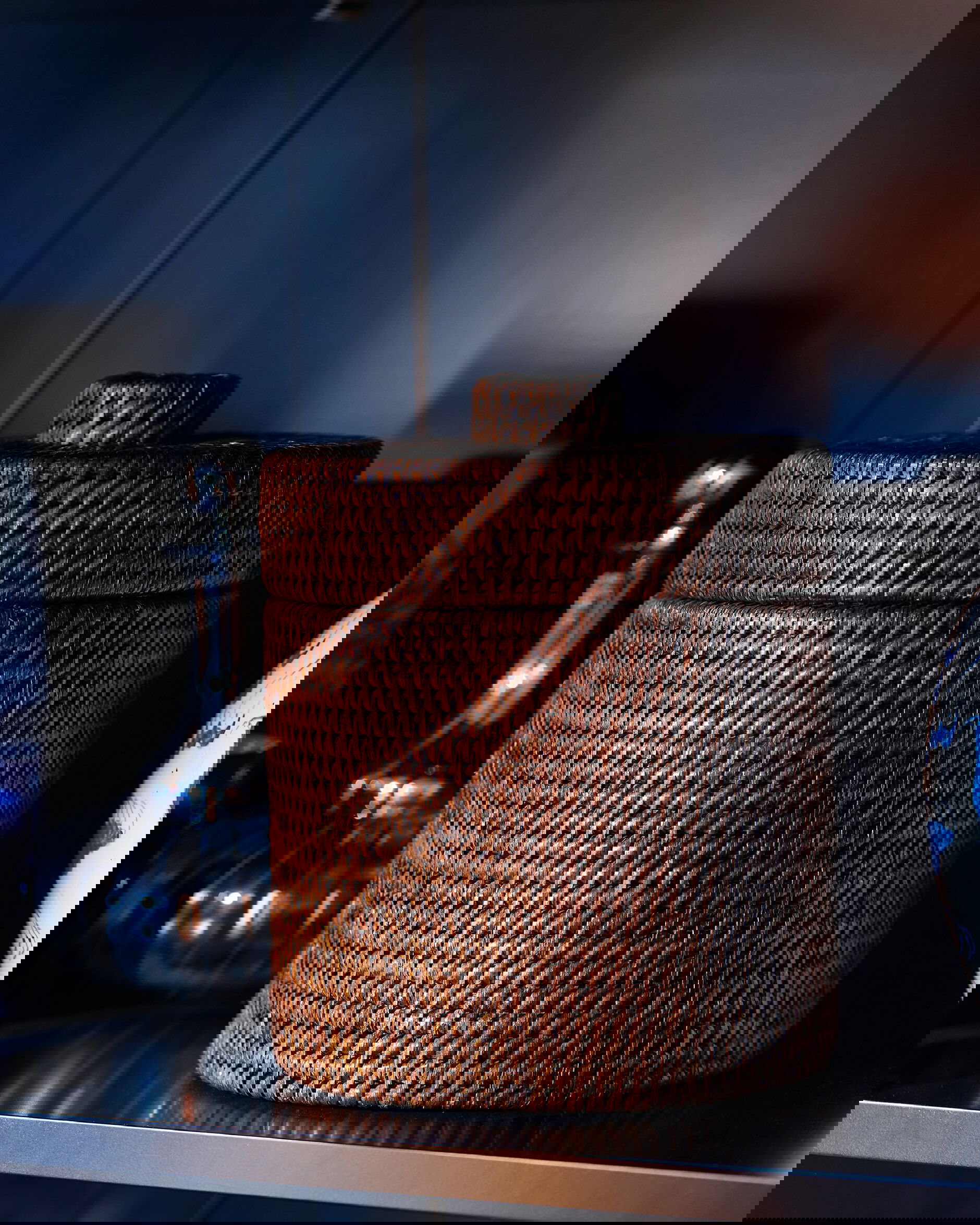 Cognac förvaringskorg med lock rotting