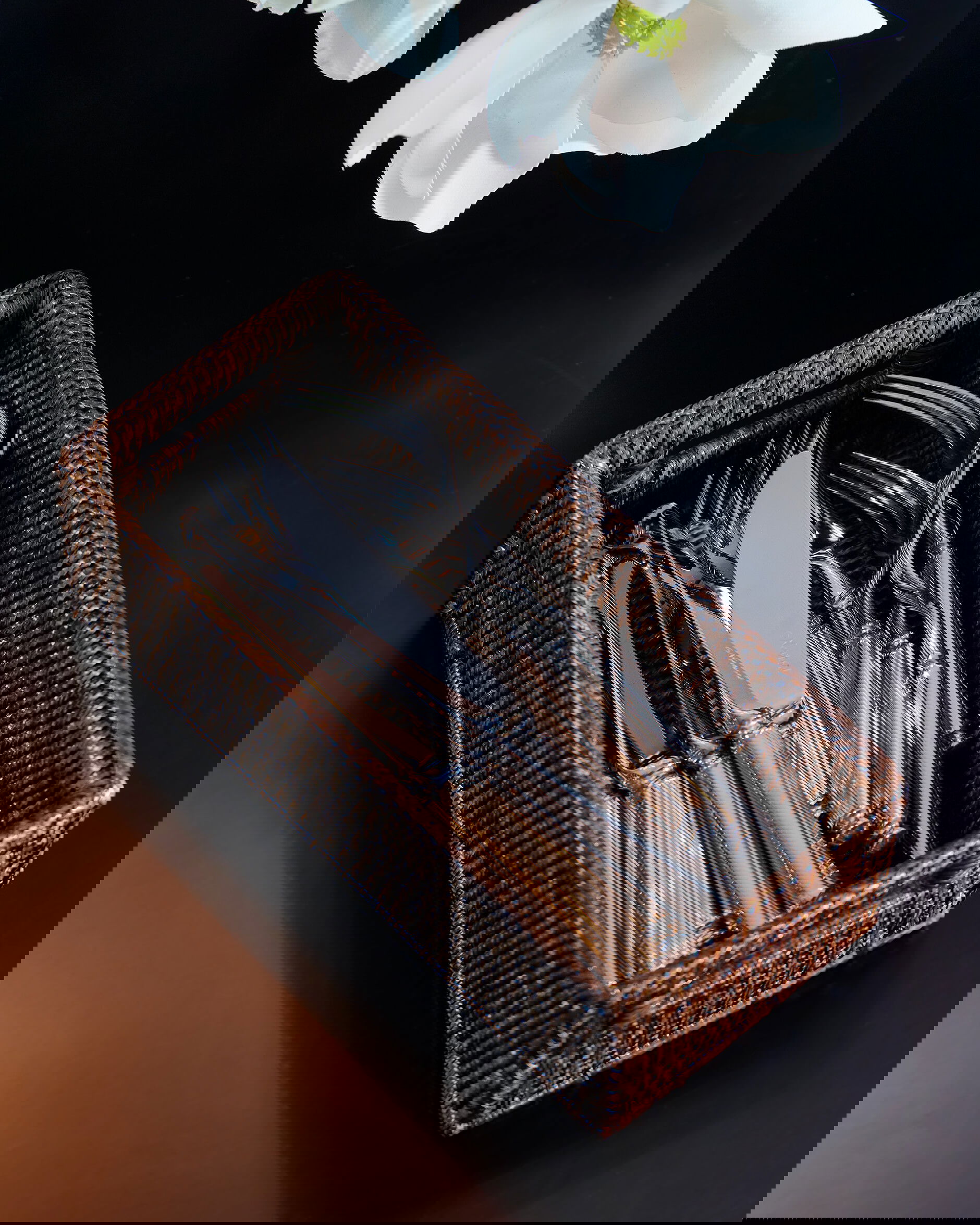 Cognac korg rektangulär rotting