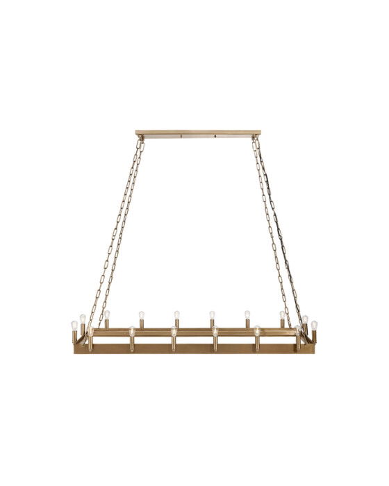 Crown Rectangular taklampa antik mässing