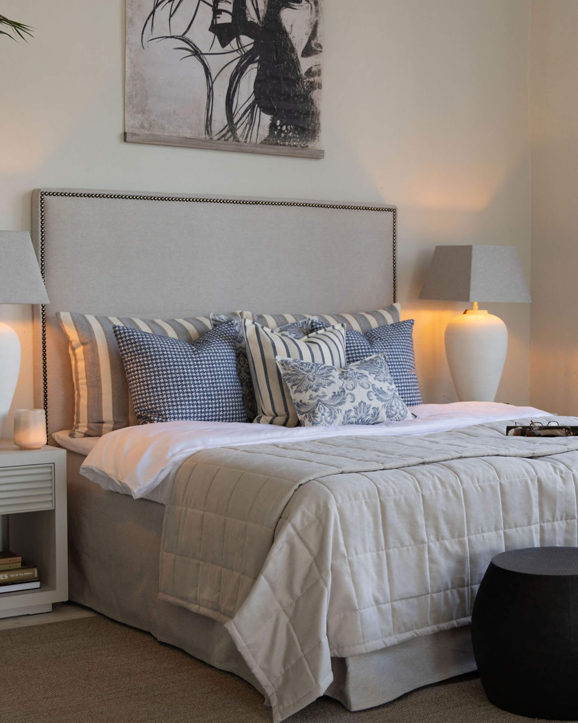 Lotus Cushion Cover Deep Blue