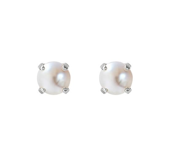 Pearl - Classic Stud Earrings Silk Rhodium