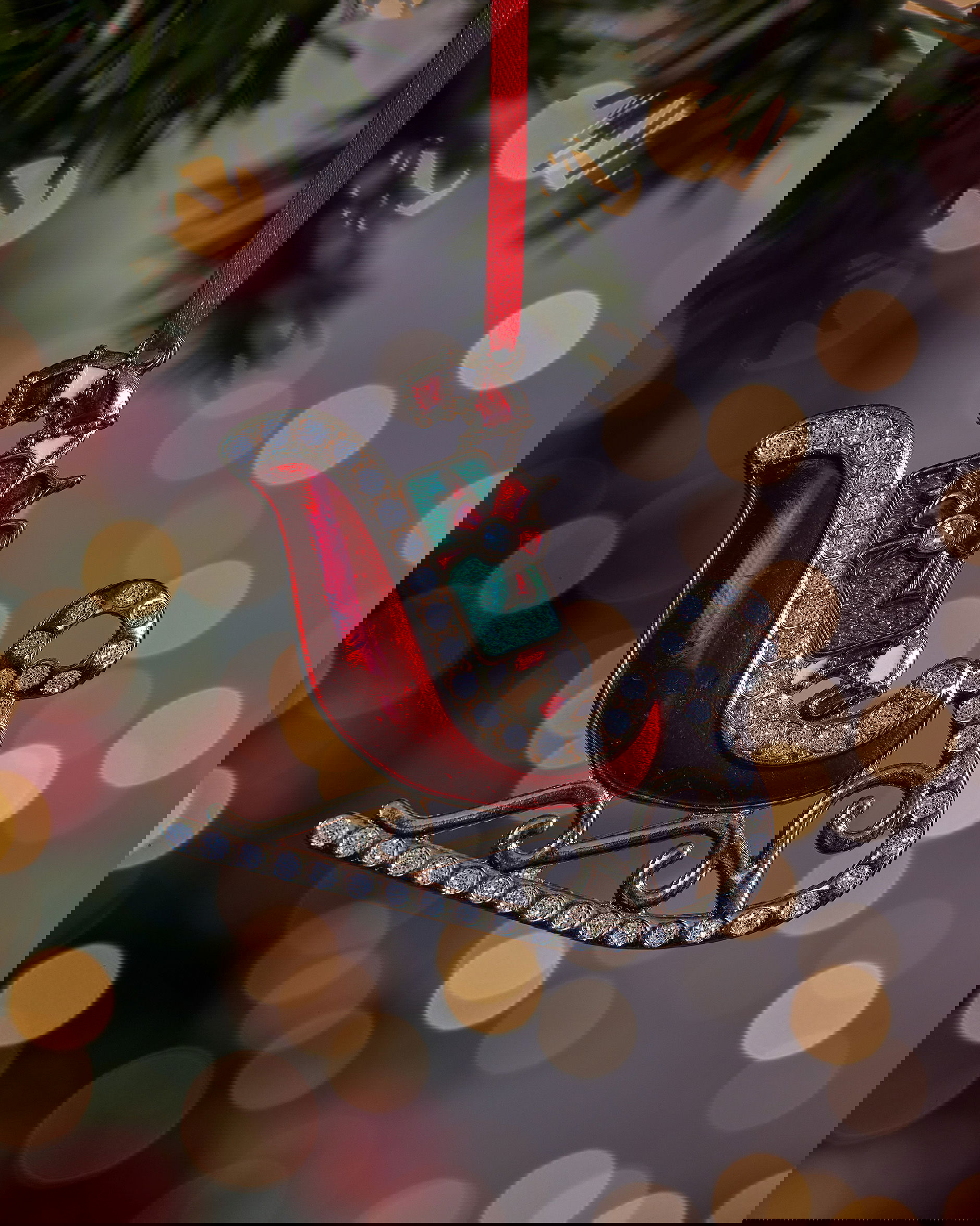 Sebastien Sleigh Ornament Red