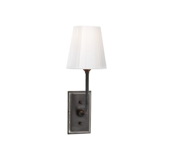 null - Hulton Sconce Polished Nickel with Crystal Backplate and White Glass Shade