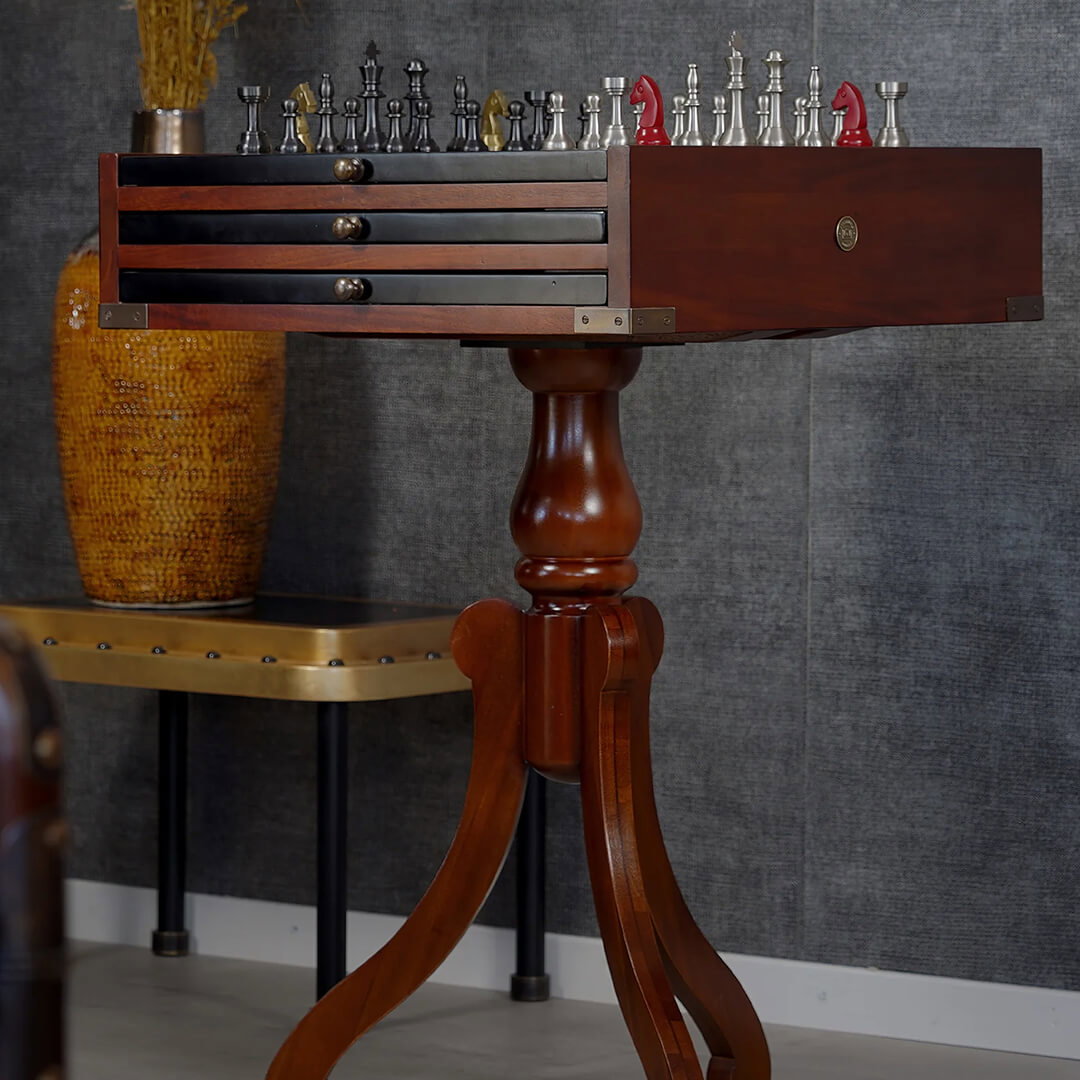 Game Board Side Table Brown