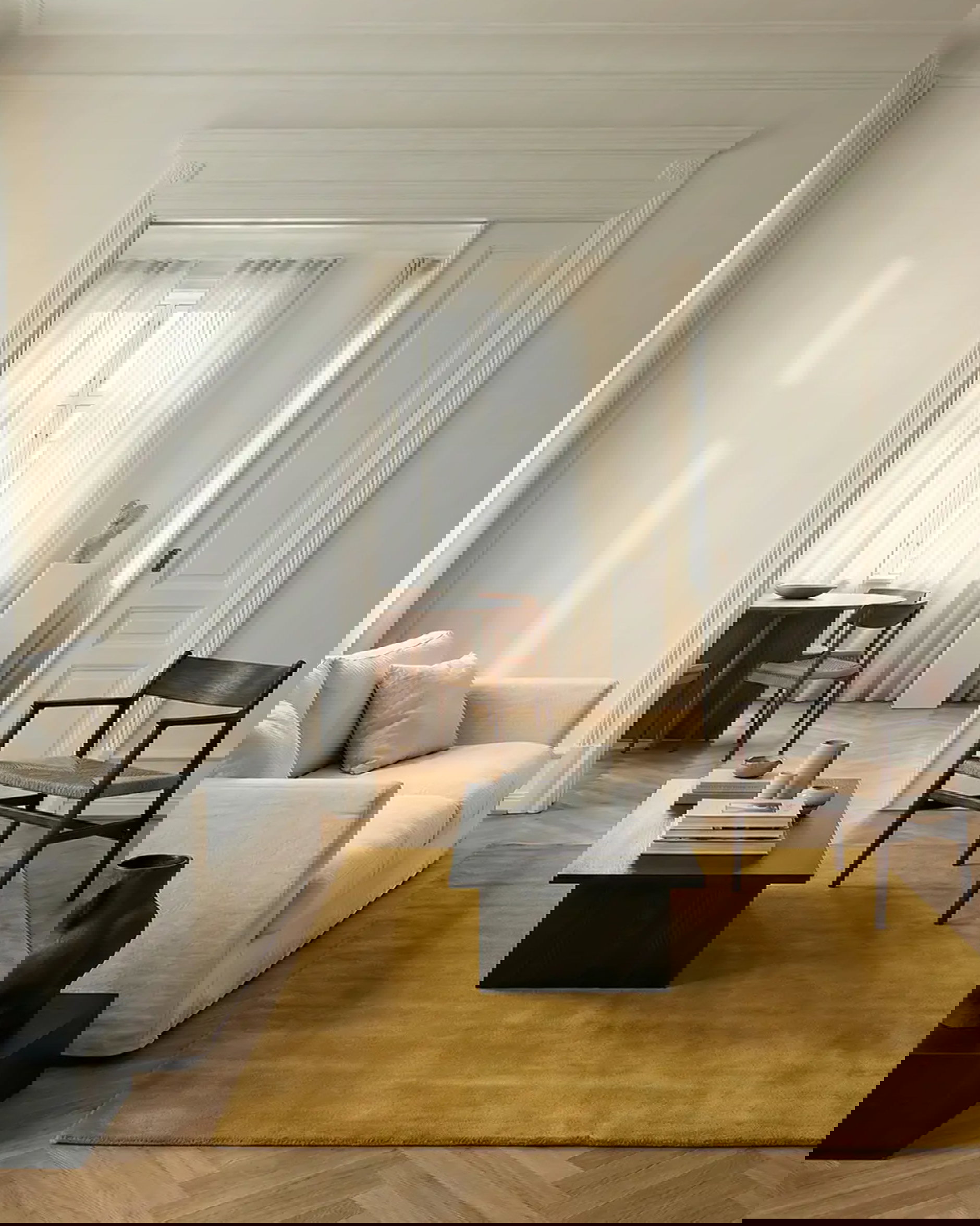 Solid vloerkleed oker