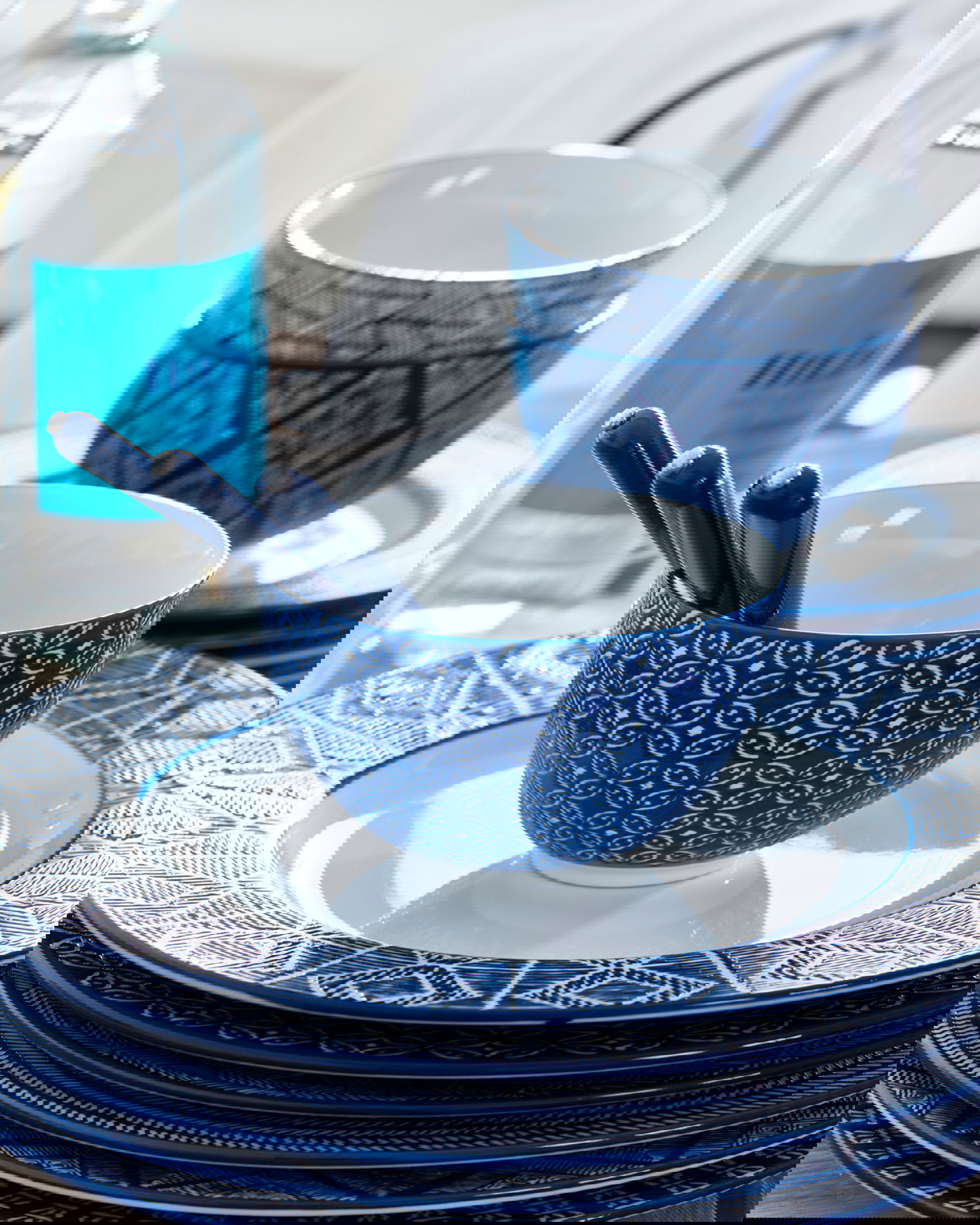 Capri Azzurra skålar blå/vit 6-pack