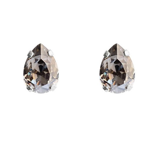 null - Petite Drop Stud Earrings Black Diamond