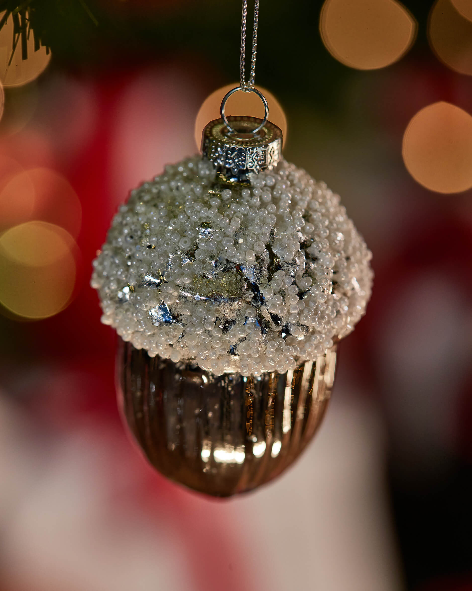 Langley ekollon julgransdekoration silver/vit