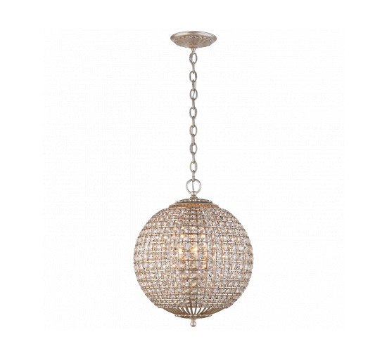 Burnished Silver Leaf - Renwick Small Sphere Pendant Burnished Silver Leaf