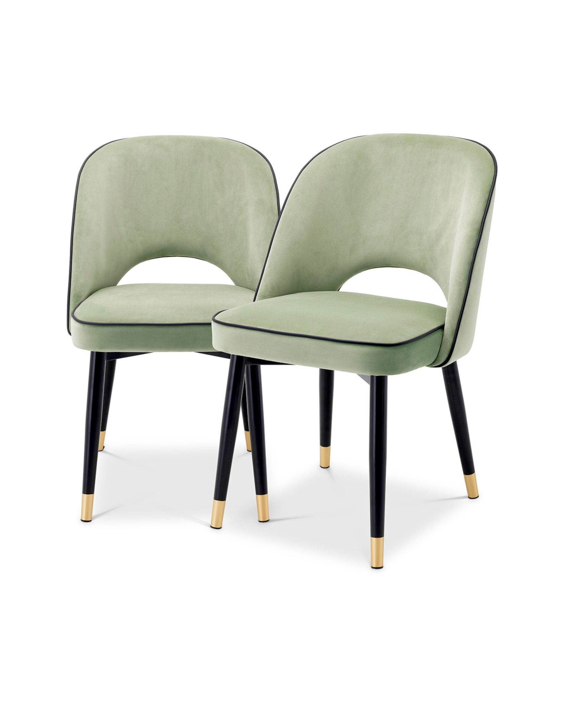 Cliff matstolar savona pistache green velvet 2-set