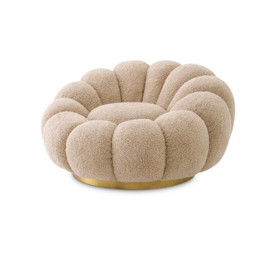 Canberra sand - Mello Swivel Chair faux shearling