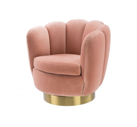 Savona nude velvet - Mirage swivel armchair faux shearling