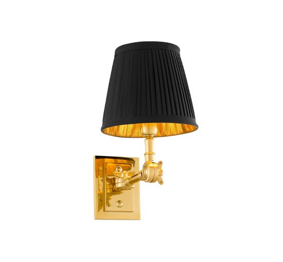 Gold/black shade - Wentworth Wall Lamp, brass/white