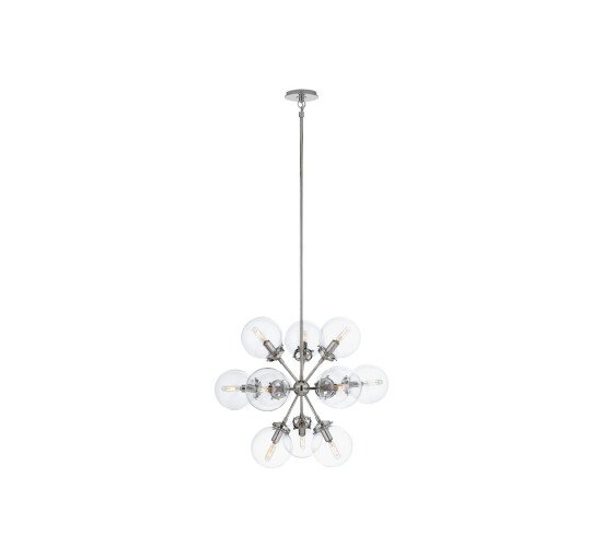 null - Bistro Round Chandelier Polished Nickel/Clear Small