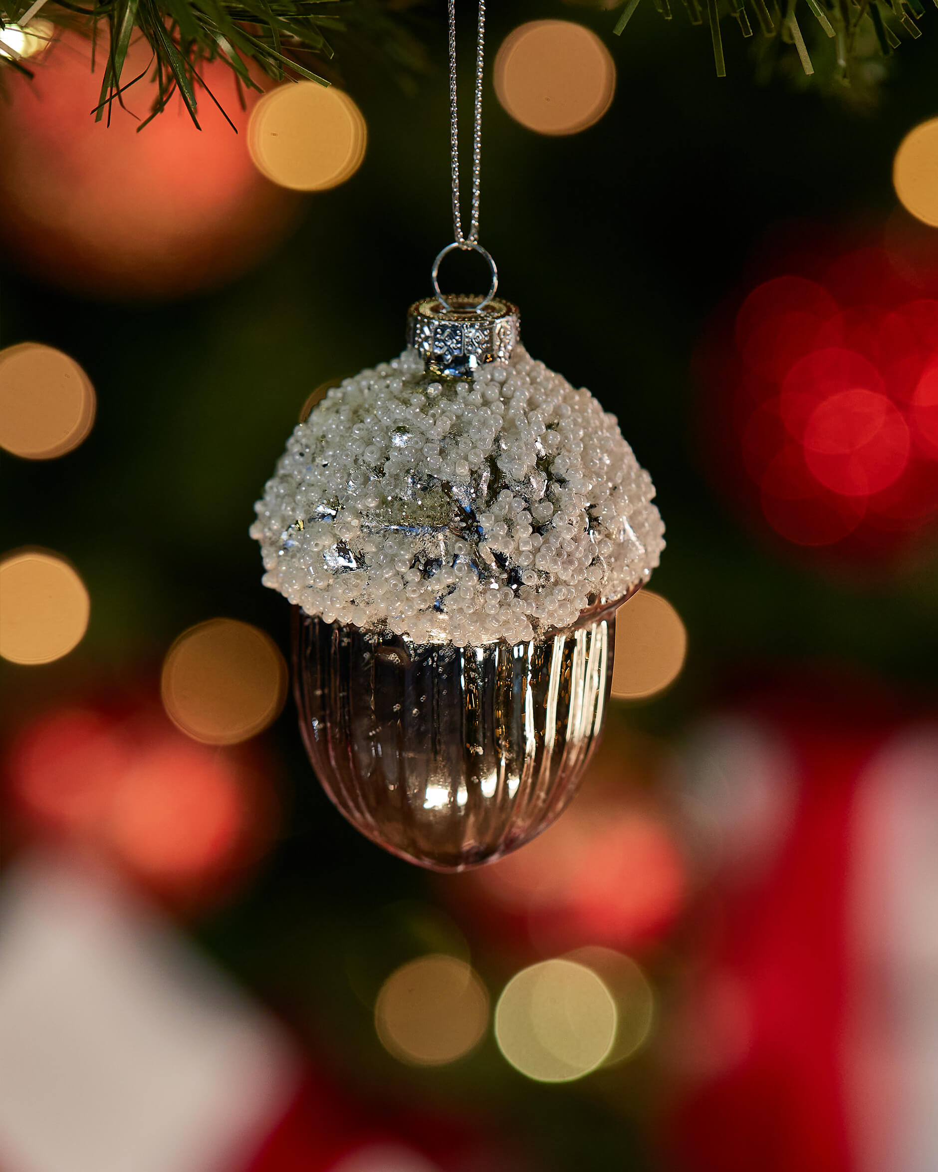 Langley ekollon julgransdekoration silver/vit