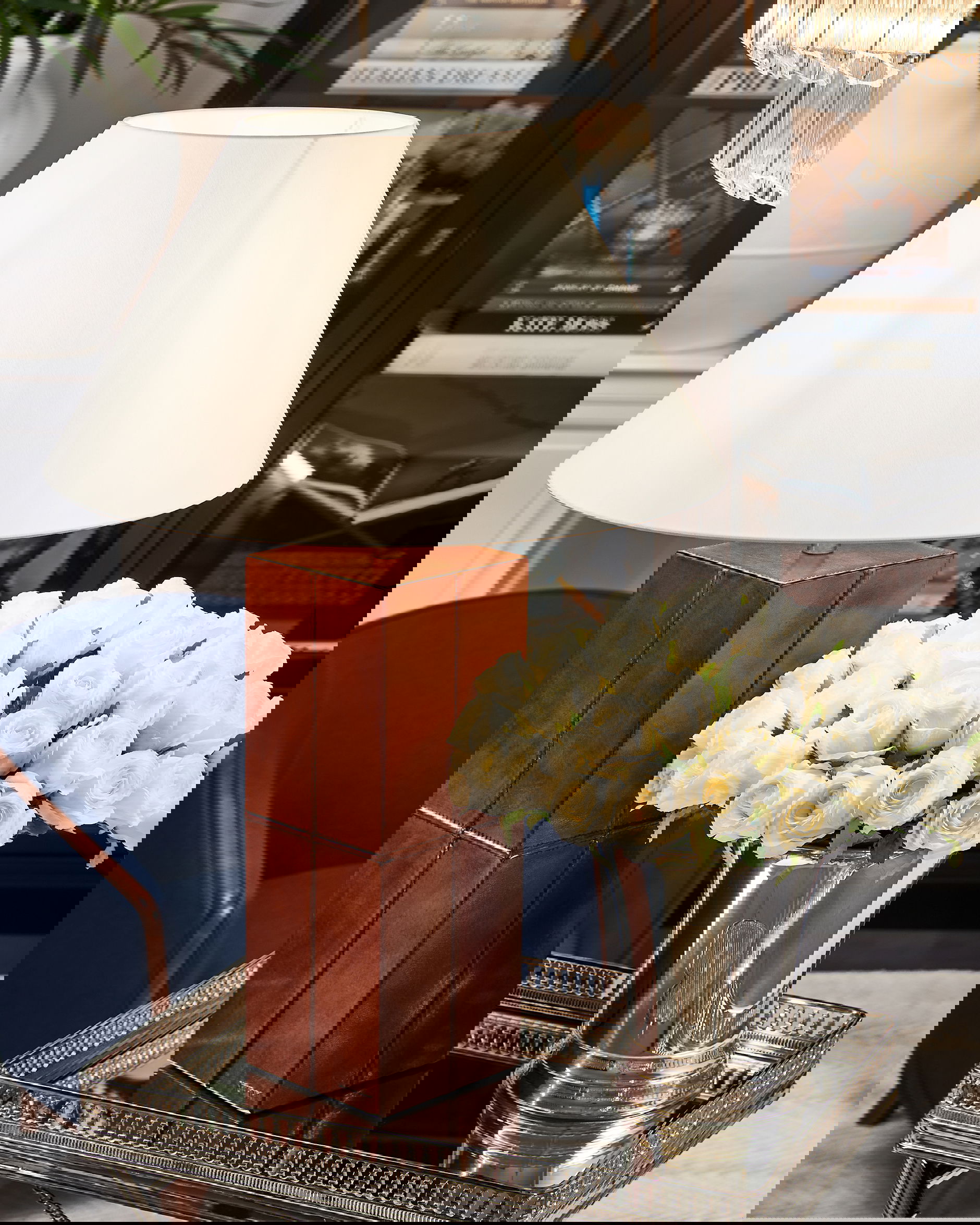 Kensington bordslampa läder kvadrat