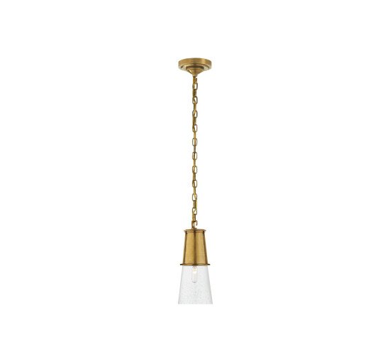 Antique Brass - Robinson Small Pendant Polished Nickel/Seeded Glass