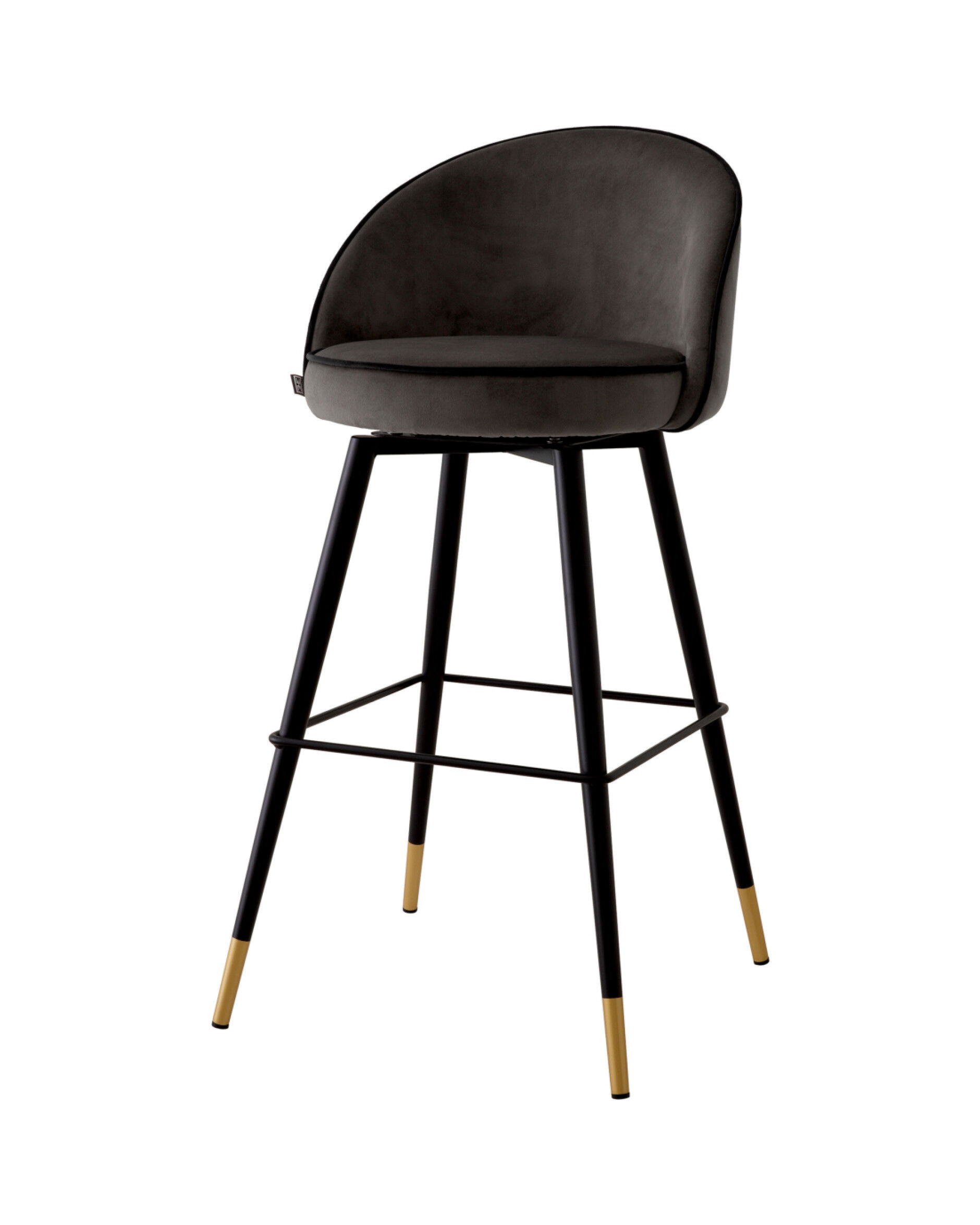 Cooper Bar Stool Roche Dark Grey Velvet Set of 2